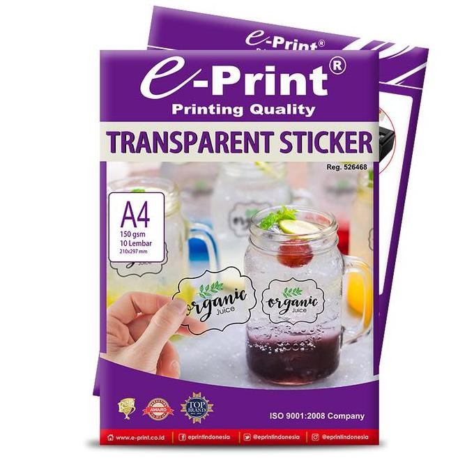 

E-Print Kertas Stiker Transparan Ukuran A4 150Gsm 10Lembar Promo