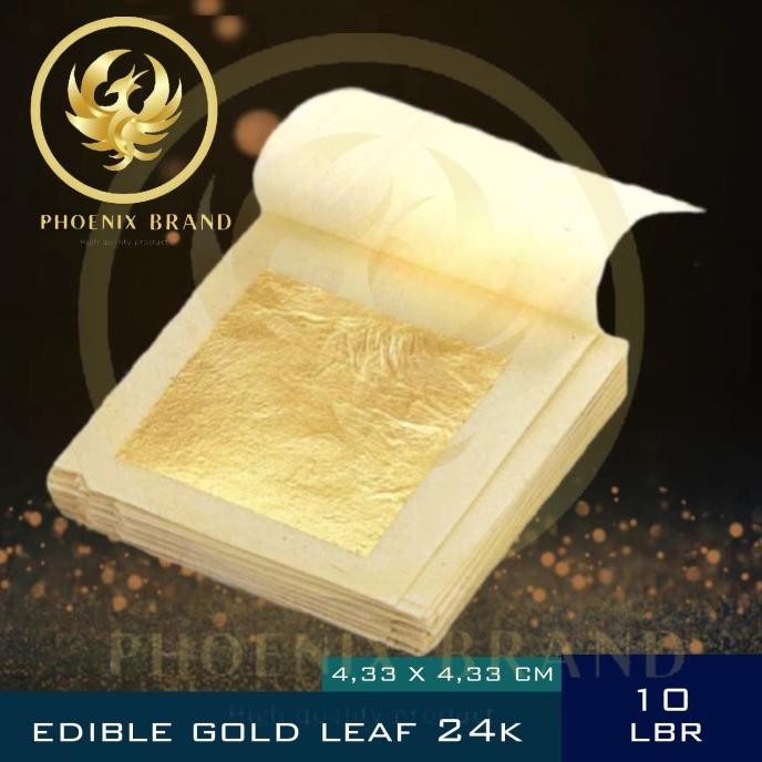 

TERSEDIA Edible Gold Leaf Foil Sheet 24K Emas Prada Food Grade - Phoenix Brand