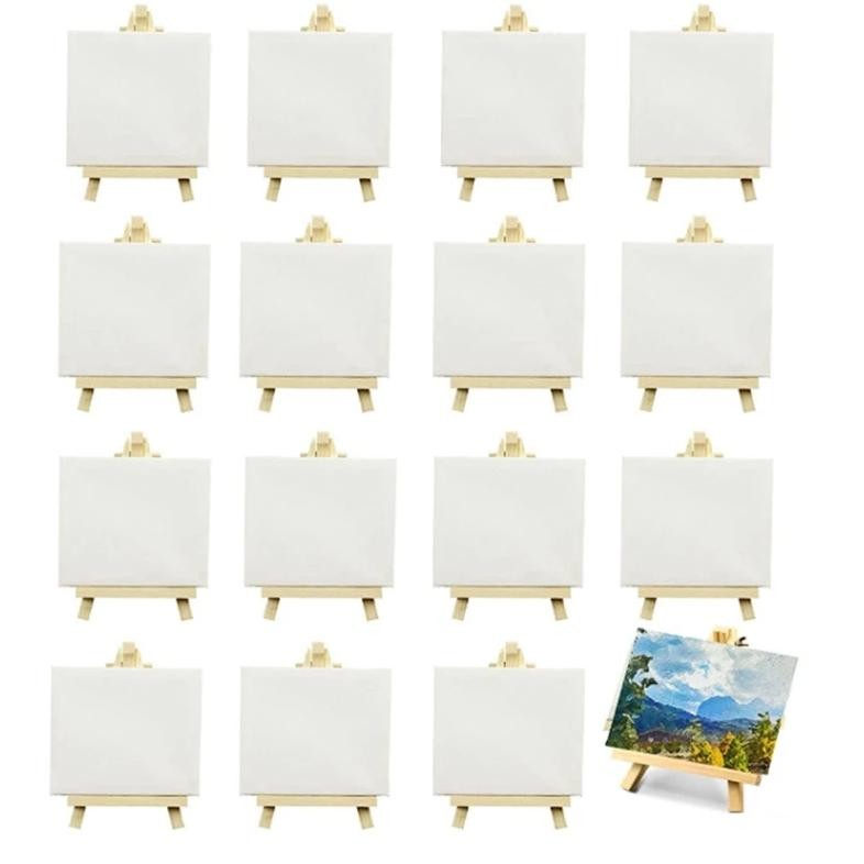 

Sosw 4 X 4 Inch Stretched Mini Canvases Small Painting Canvas With Easel Art Canvases For Kids Painting Craft 16 Pack