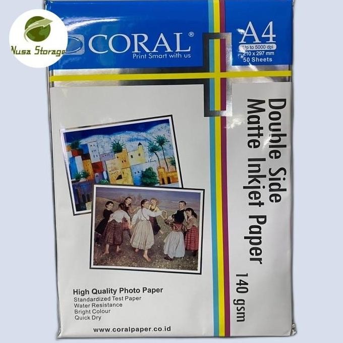 

Kertas Coral A4 140Gsm 50Sheets Matte Inkjet Double Side Pack 50 Sheets Kantor Paper Promo