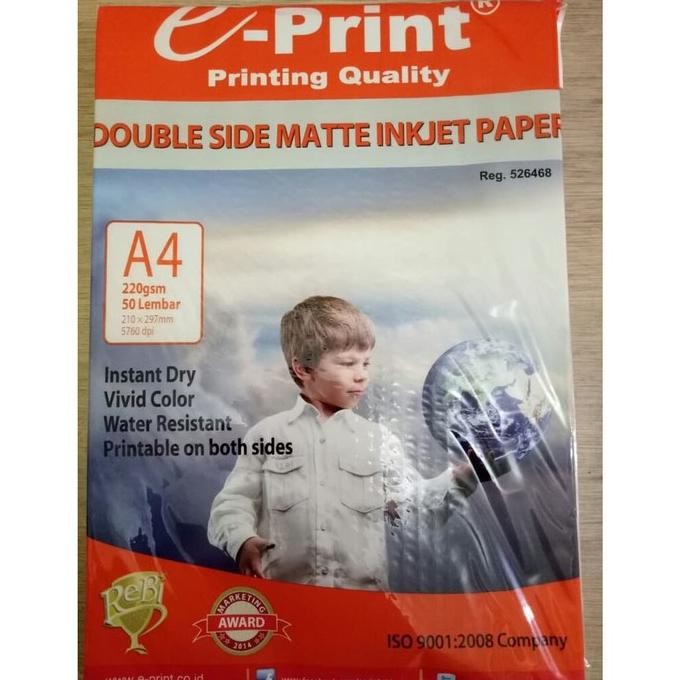 

Eprint Kertas Foto Double Side Matte Inkjet Paper A4 220Gsm 50Lembar Terbaru