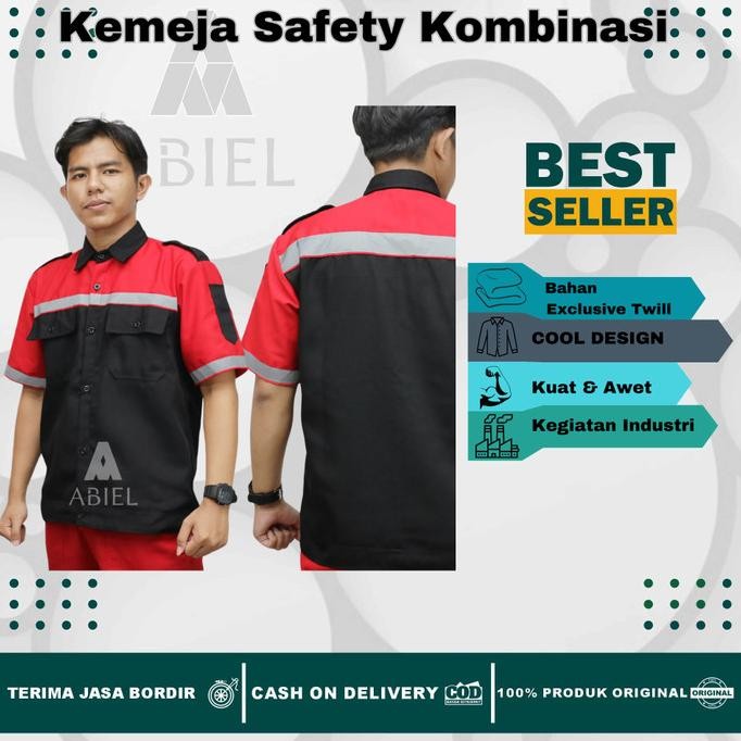 Baju Pria Kemeja Safety Lengan Pendek Atasan Wearpack Safety Wearpack Termurah