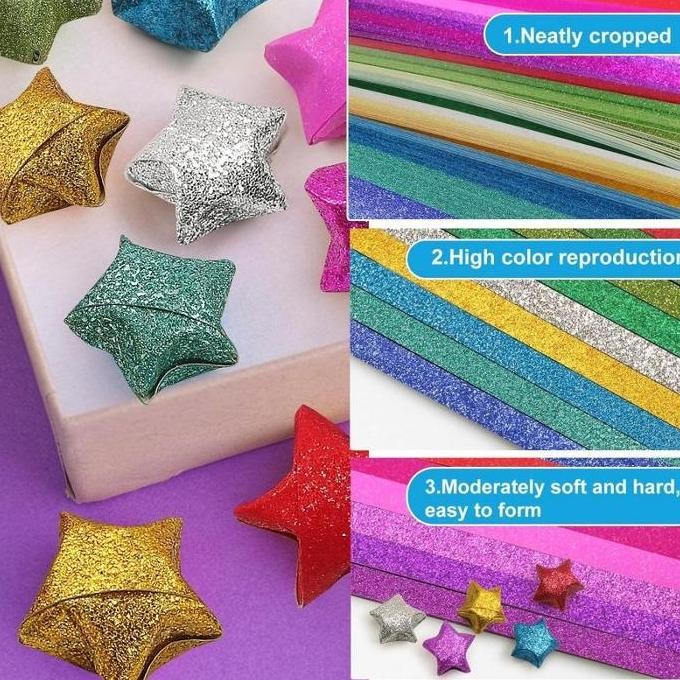 

Isi 360Pcs Kertas Origami Bintang 18 Color Kertas Bintang Glitter Kertas Bintang Motif Star Paper Star Terlaris