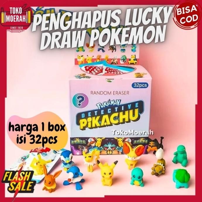 

BEBAS ONGKIR - PENGHAPUS POKEMON 1 BOX 32 pcs PENGHAPUS MISTERI LUCKY BOX POKEMON COD