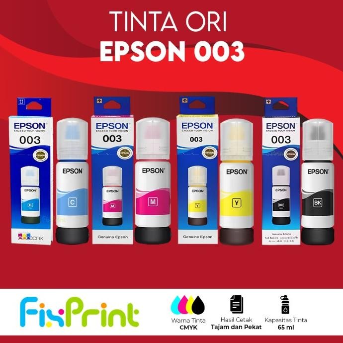 Tinta Printer Epson Original 003 664 001 774 005 008 673 057 Black Color Hitam Warna Ori Original