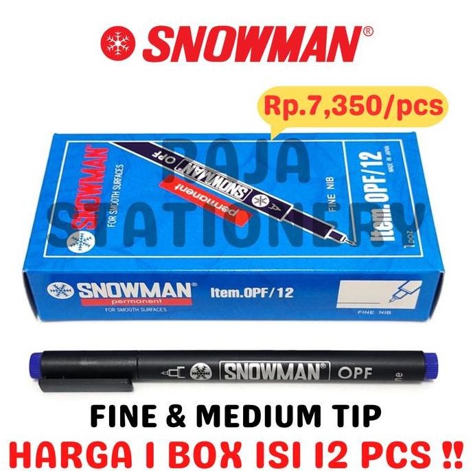 

[SNOWMAN PERMANENT MARKER OPF OPM BLACK BLUE RED GRREN SPIDOL PERMANEN SNOWMAN OHP OPM HITEM BIRU MERAH HIJAU [12PCS]