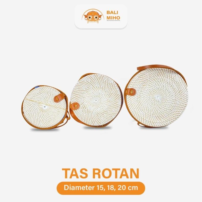 Living Tas Rotan Bulat Putih Sintetis Kualitas Premium - Tas Rotan Murah -Tas Rotan Bali -Tas Rotan 