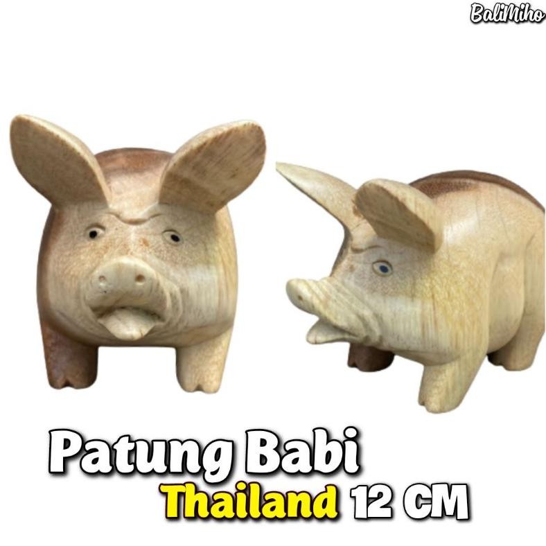 Living Patung Babi Kayu Thailand Pajangan Babi Kayu Patung Binatang Patung Babi Lucu Patung Kayu Pat