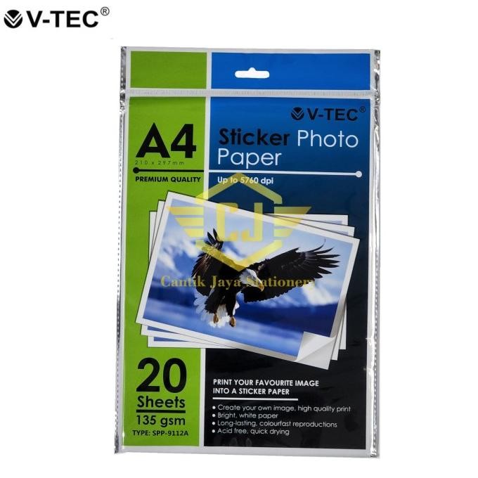 

Grosir - Kertas Stiker Glossy V-Tec Sticker Photo Paper 135 Gsm 20 Lbr Best Seller