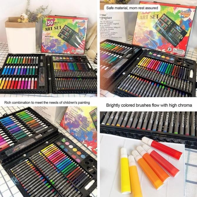 

Terbaru [capt] Mainan Edukasi Seni Menggambar Anak Kotak Perlengkapan Stationery Pensil Spidol Krayon Warna Untuk Menggambar Melukis - Set Crayon 150pcs