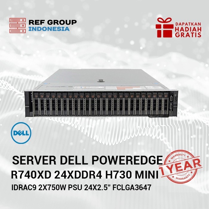 Server Dell PowerEdge R740xd 24xDDR4 H730 Mini iDRAC9 2x750W PSU 8xPCIe 3.0 Ethernet 4x1Gb/s 24SFFx2