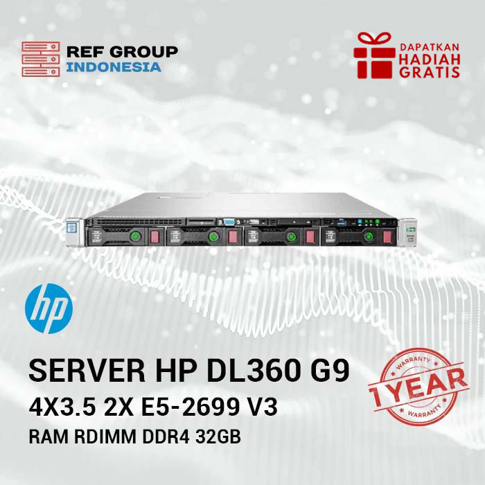 Server HP DL360 G9 Gen9 1U 4x3.5" 2x E5-2699v3 DDR4 32Gb|BERGARANSI