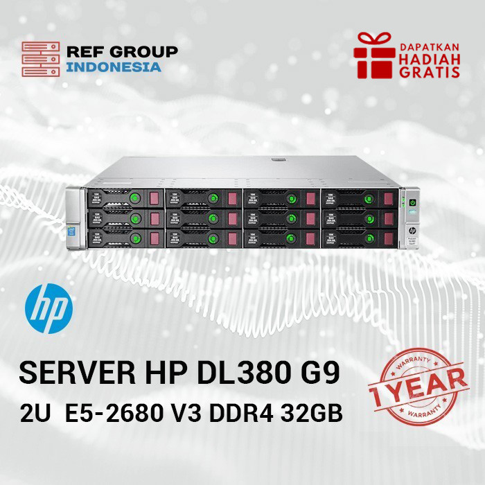 Server HP DL380 G9 Gen9 2U 12x3.5" 2x E5-2680v3 DDR4 32Gb|BERGARANSI