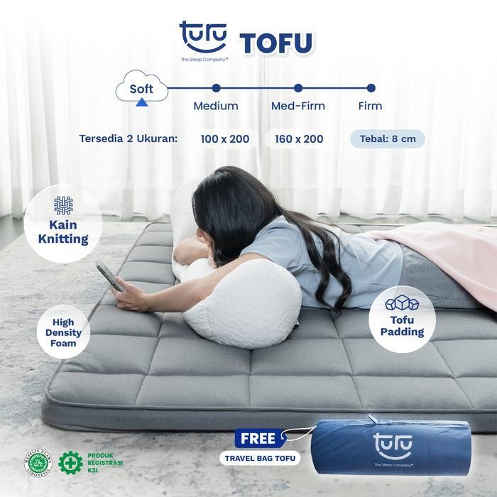 Turu Turu Tofu Kasur Lantai Gulung Premium / Travel Bed Premium / Matras Lantai Kasur Piknik (Free T