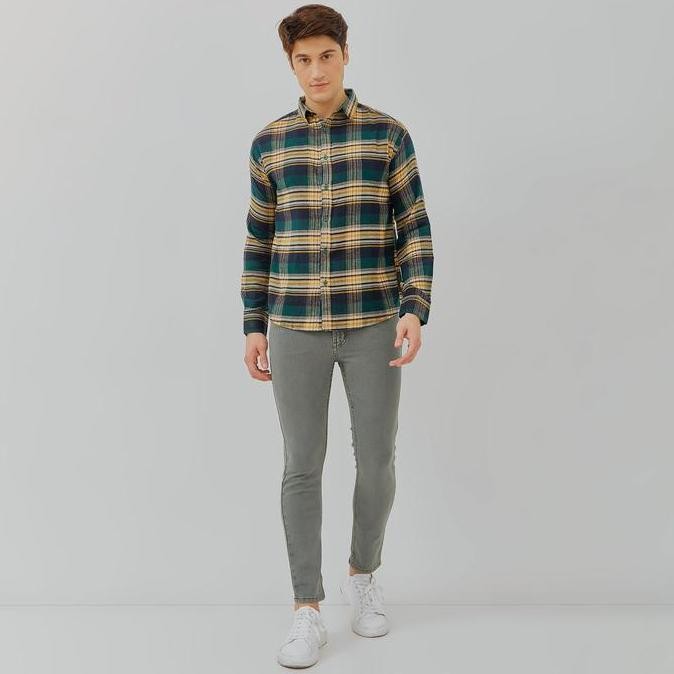 Promo Paulmay Kemeja Flanel Pria Lengan Panjang Hijau 6712 Fit