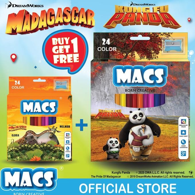 

Terbaru MACS Pensil Warna 24 Buy 1 Get 1 Free Madagascar + Kung Fu Panda
