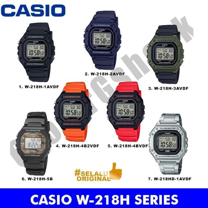 Casio W-218H/ W218H 1A - Jam Tangan Pria Digital - Karet
