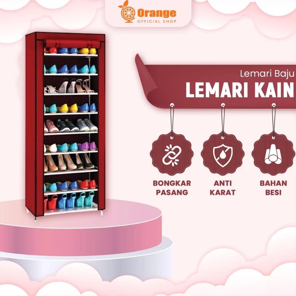 Rak Sepatu Portable Rak Susun Sepatu Tertutup Resleting Besar 9 Susun Minimalis