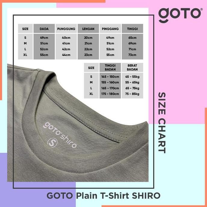 Baru Goto Shiro T-Shirt Baju Kaos Polos Pria Wanita Unisex Supima Cotton