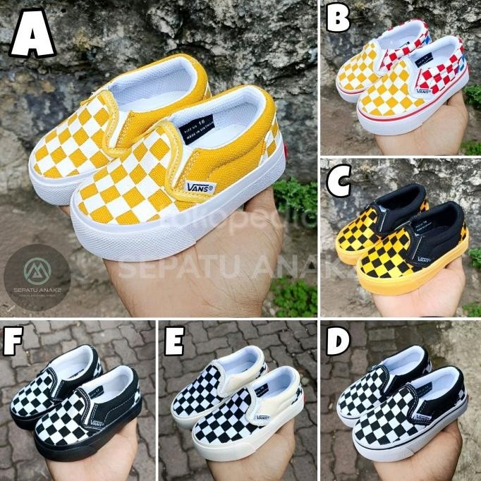 ready sepatu anak laki perempuan sepatu bayi vans slip on catur new(premium)