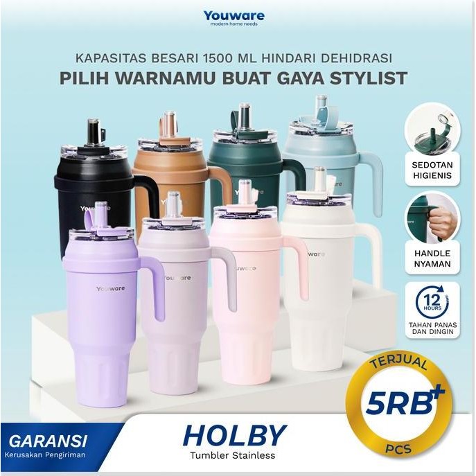 Terlaris Youware - Holby Stainless Stylist Tumbler 1500 (Ml) Hot And Cold Bpa Free / Botol Minum Ter