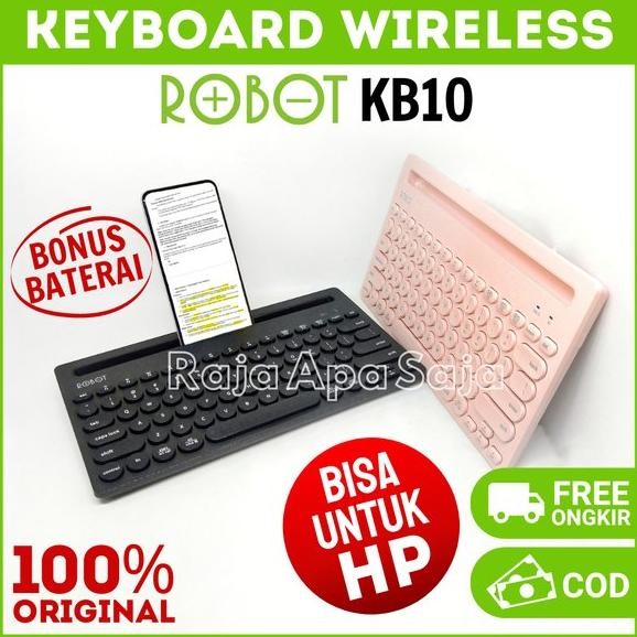 KEYBOARD WIRELESS ROBOT KB10 - Keyboard Bluetut Keybord HP Gaming Keybord Tanpa Kabel Tanpa Kabel Mo