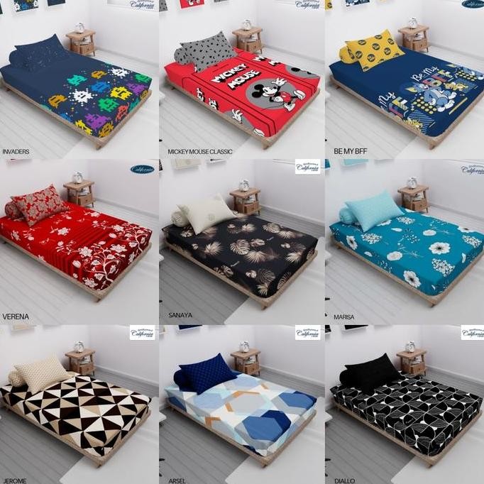 California - Sprei FITTED Single 90 (90x200) Terlaris pilihan