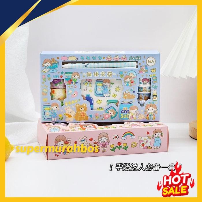 

PAOPAO STIKER BEAR PRINCESS IMPORT 1 SET BOX + PULPEN GEL & CUTTER STIKER CUTE GLITER WASHI FREE ONGKIR !!