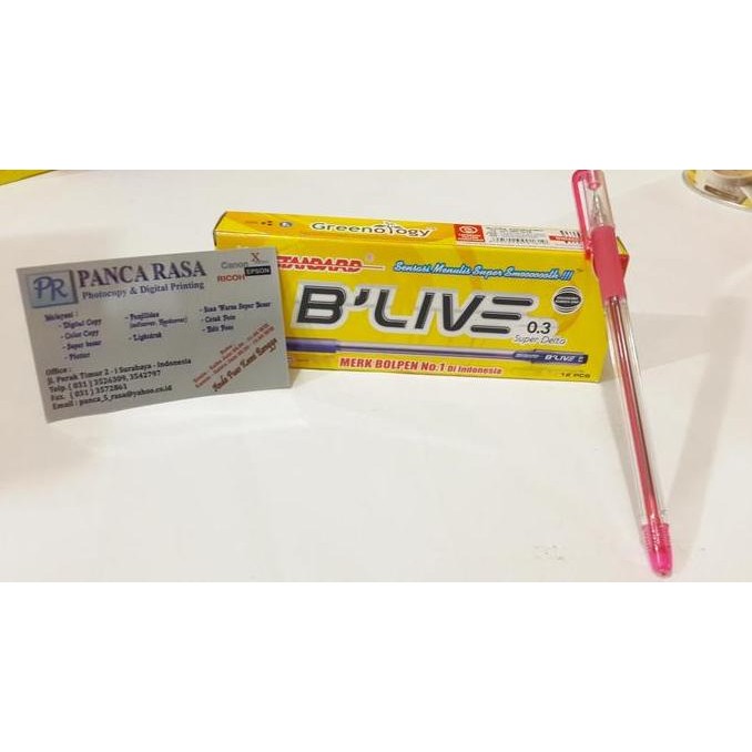 

Tersedia Ballpen / Pulpen Standart B'Live 0.3 Jual Per Box