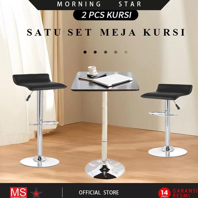 Set Meja Kursi Bar Cafe / 1 Meja Hidrolik 2 Kursi Bar / Kursi Kafe Minimalis / Kursi Makan / Bar Cha
