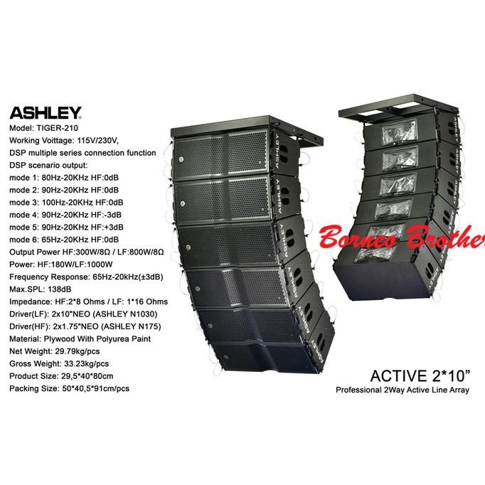Terlaris Ashley Tiger-210 Original Speaker Line Array Aktif 2 X 10" Neodymium