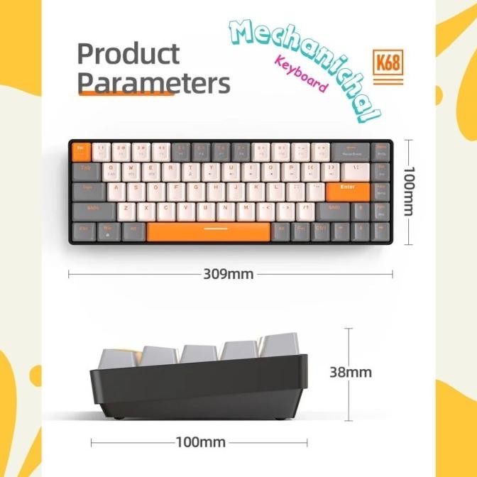 ZIYOULANG Gaming Keyboard Mechanical Wireless Bluetooth 2.4G - K68