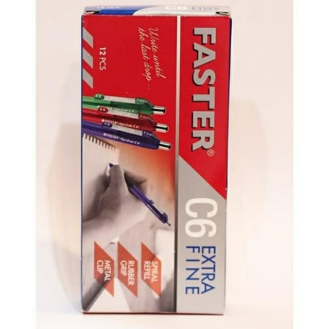 

Tersedia Ballpoint/Pulpen/Pen Faster C6 (12 Buah) Hitam Dan Biru