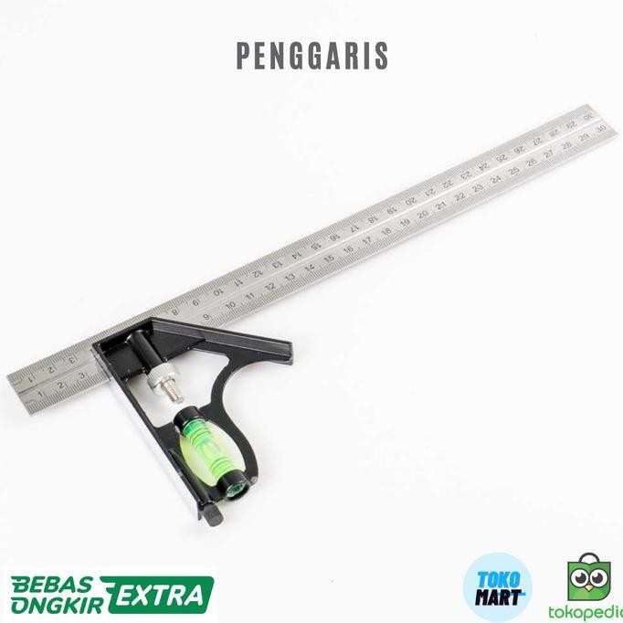 

siap kirim penggaris siku besi tukang panjang 30c stainless waterpass multifungsi