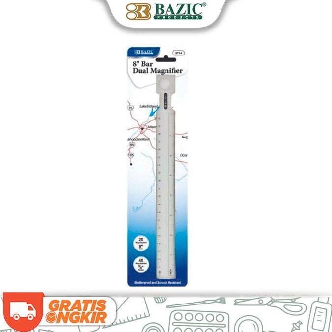 

siap kirim bazic bar magnifier "8" ruler - penggaris akrilik bening/kaca pembesar