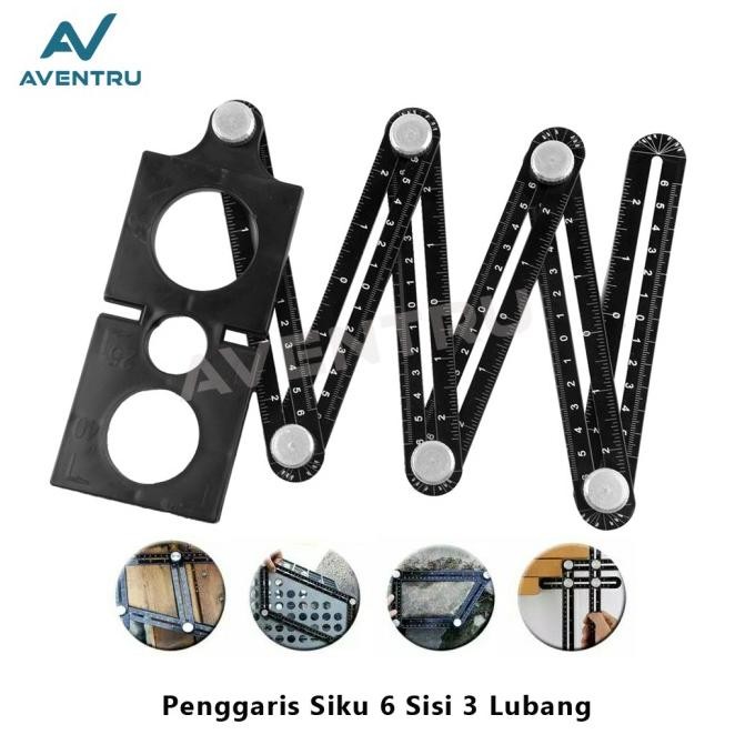 

siap kirim penggaris sudut siku lubang bor ubin keramik granit lipat 6 sisi