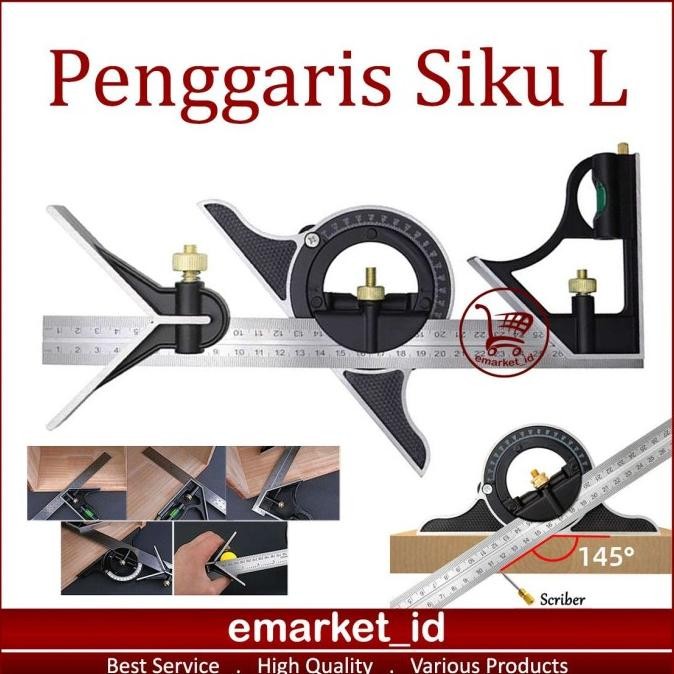 

siap kirim em penggaris siku l 300mm 180 derajat ai09 / square angle