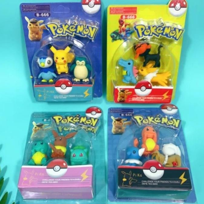 

Pokemon Set 3 Eraser Alat Tulis Premium Penghapus Pensil Karakter