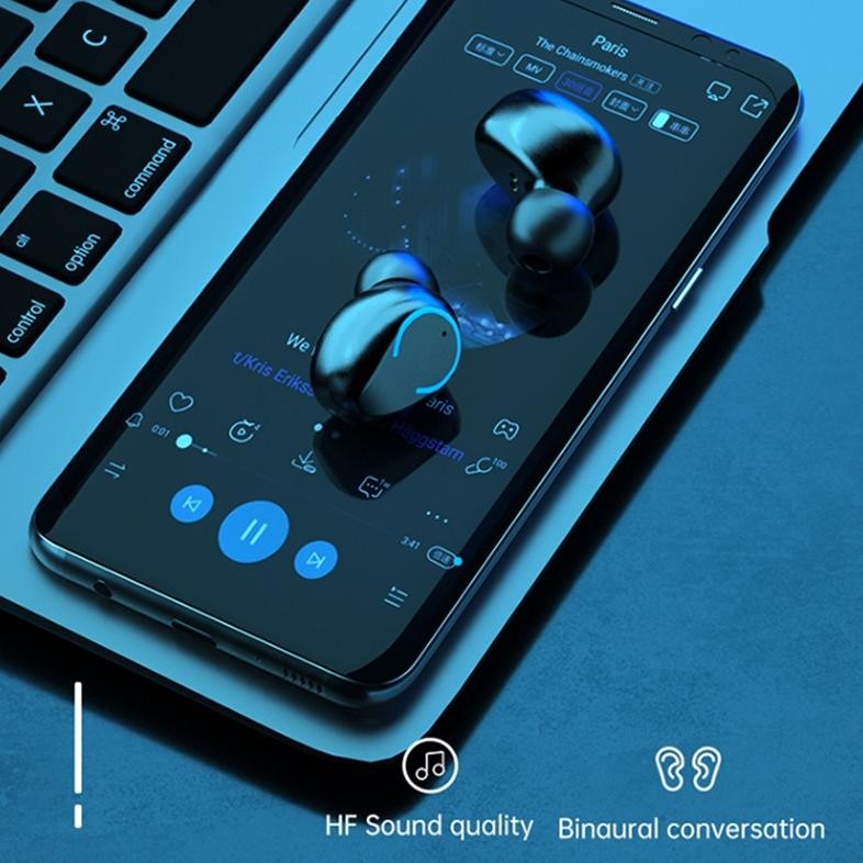 Matei (F9-47 Headset Bluetooth Wireless Earphone Senter Tws With Mic Headphones 9D Bass Stereo Water