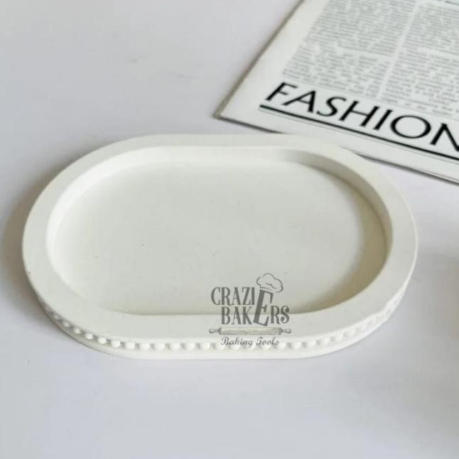 CETAKAN SILIKON RESIN MOLD OVAL TRAY PLATE NAMPAN PIRING OVAL PINGGIR GERIGI