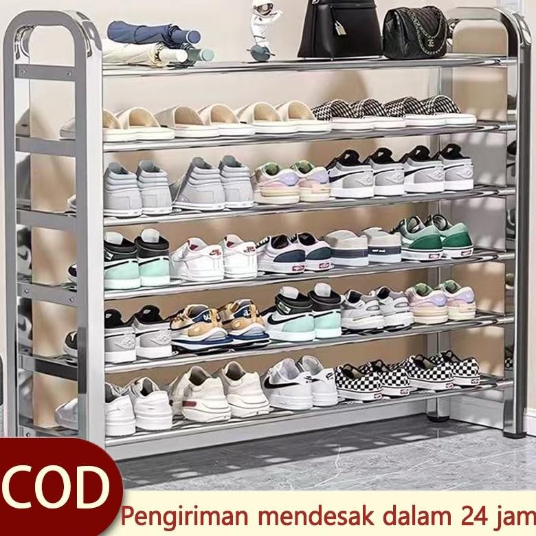 Rak Sepatu Sandal Stainless Steel Rak Sepatu Rak dapur Rak Sepatu Stainless Steel Multifungsi