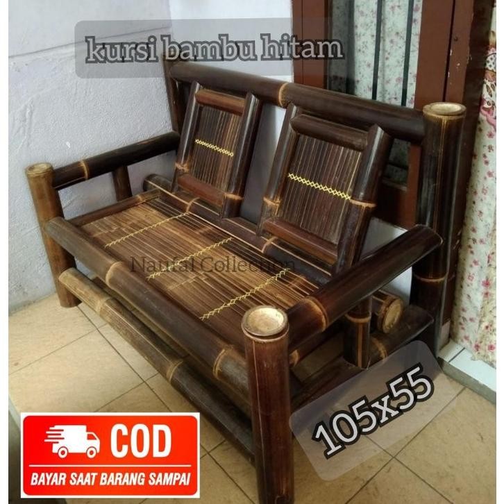 kursi teras minimalis bambu hitam