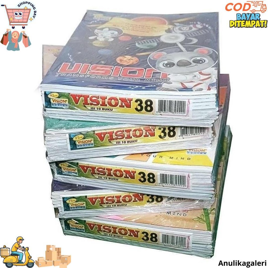 

[ Pak ] Buku Tulis Vision Isi 38 Lembar Grosir (Isi 10 Buku) D Cod