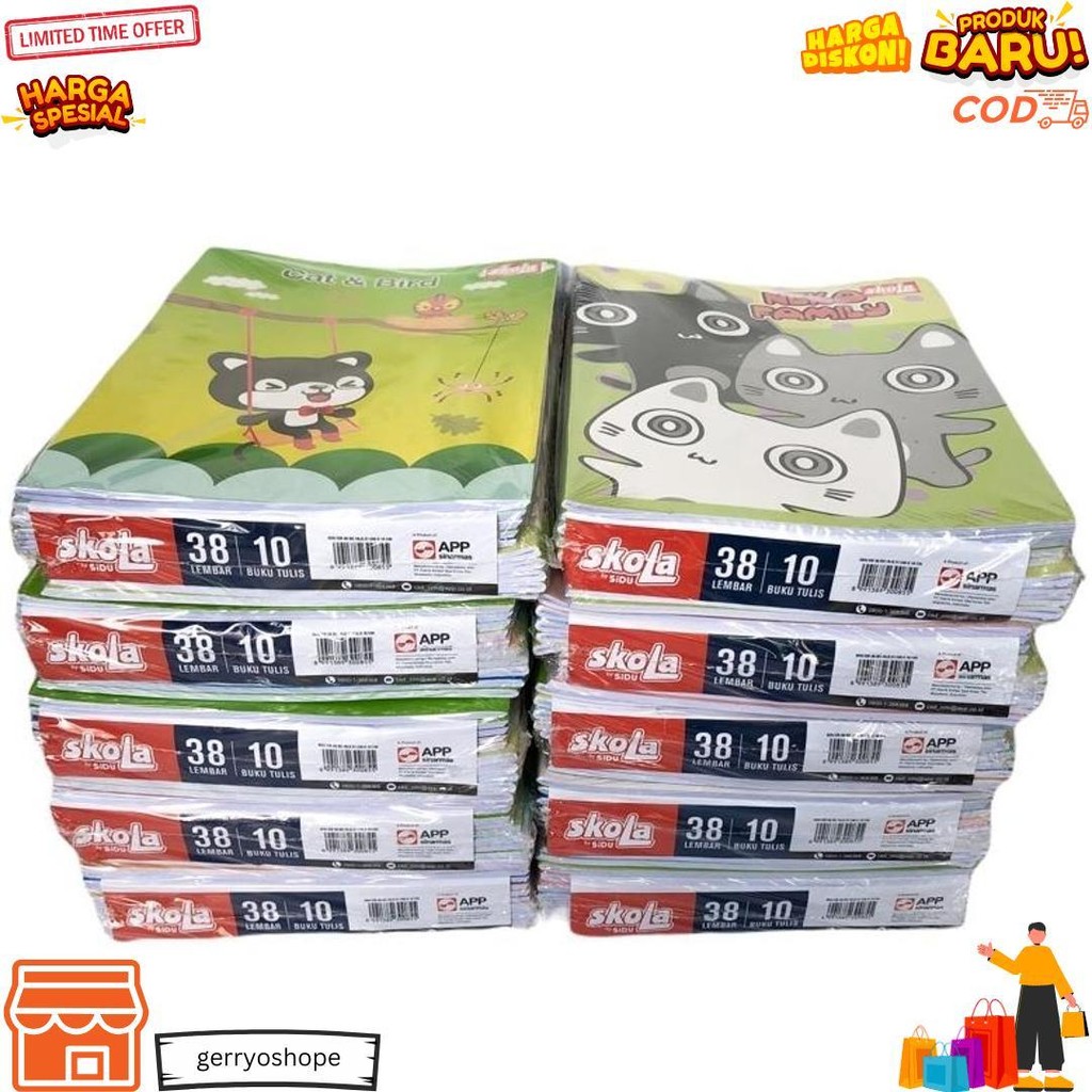

Buku Tulis Sidu Skola 38 Lembar Murah / Buku Sekolah 1 Pak Isi 10 Buku D Cod