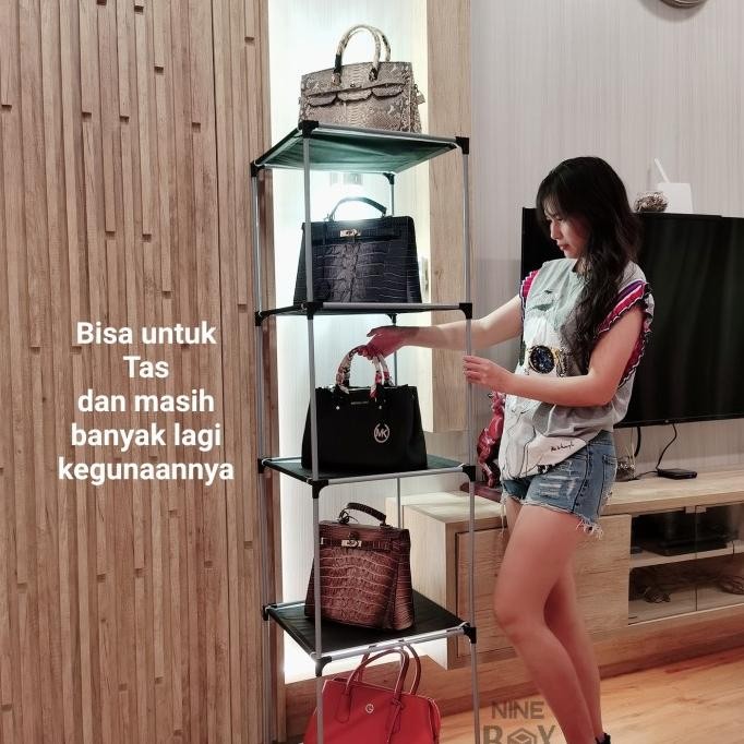 rak tas/tempat tas/rak helm/tempat helm/rak besi 5 susun nine box