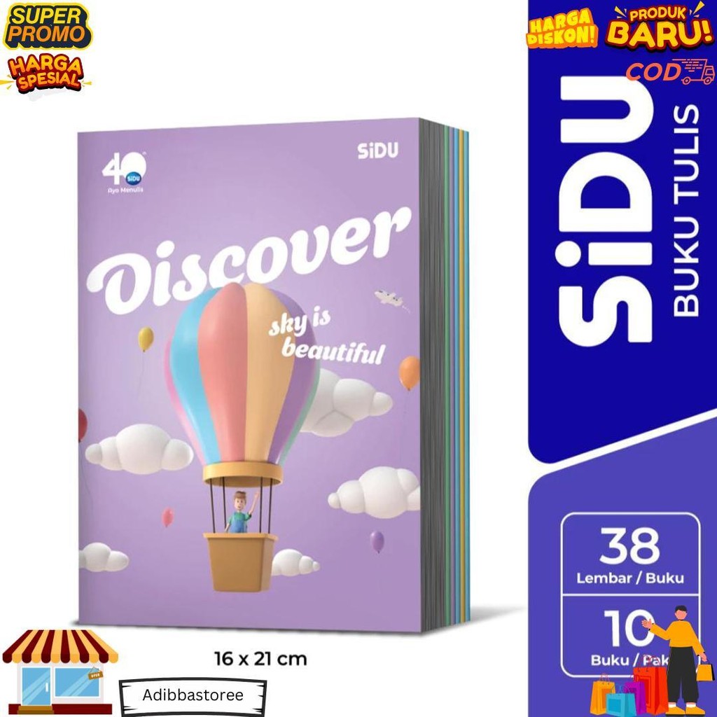 

[ Pak ] Buku Tulis Sidu Sinar Dunia 38 Lembar Grosir (Isi 10 Buku) / Skola 38 D Gratis Ongkir