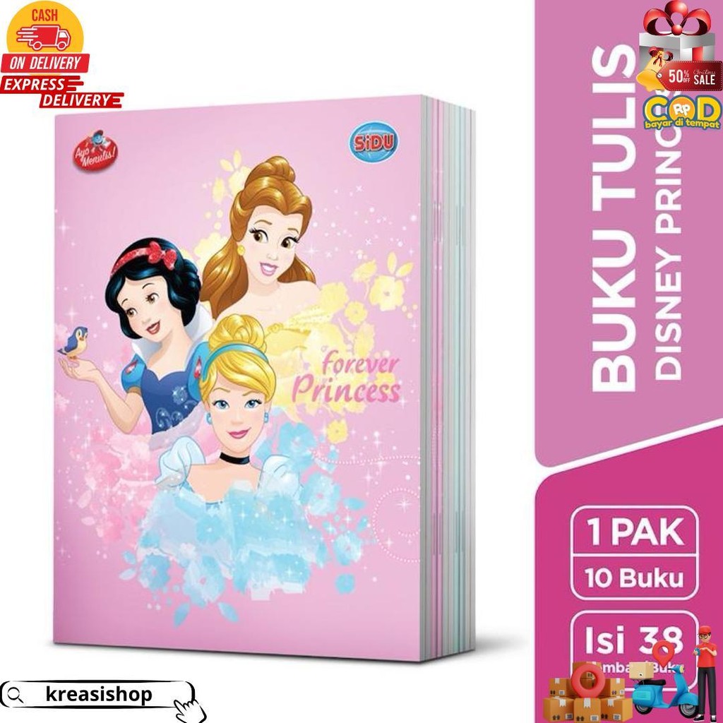 

10 Buku - Sidu Buku Tulis Disney Princess 38 Lembar D Gratis Ongkir