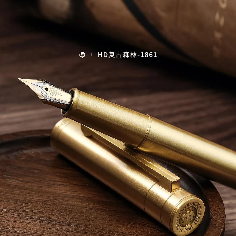 

Lt Hongdian Retro 1861 Brass Forest High-End Exquisite Business Office Elbow Art Fountan Pen Students Practice Pen For Gift