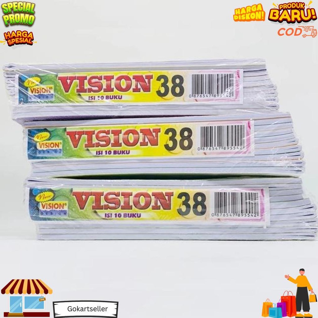 

[ Pak ] Buku Tulis Vision Isi 38 Lembar Grosir (Isi 10 Buku) D Promo Puncak