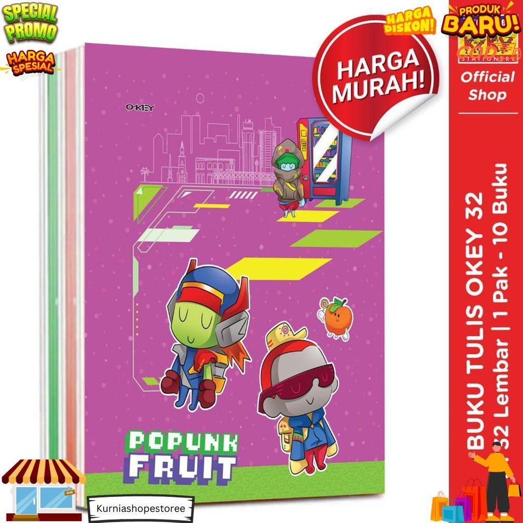 

1 Pack / 10 Buku Tulis Okey 32 Lembar / Buku Tulis Isi 32 Lembar / Buku Catatan / Note Book D Promo 4.4